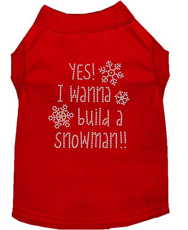 Yes! I want to build a Snowman Rhinestone Dog Shirt Red Med